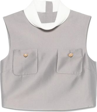 Self Portrait Top con finitura satinata - Grigio