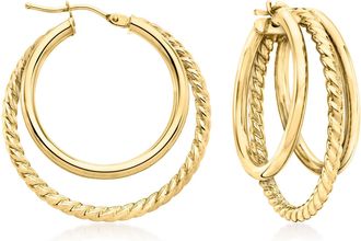 Ross-Simons Italian 14kt Yellow Gold Triple-Hoop Earrings