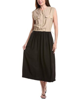 Ellen Tracy Crinkle Colorblock Dress