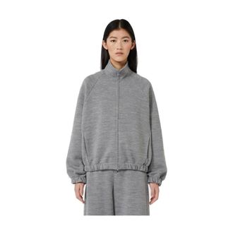 Max Mara Full-Zip High-Neck Knit Jacket - female - Max Mara - Zip-throughs - Gray - L - Sweatshirts & Hoodies