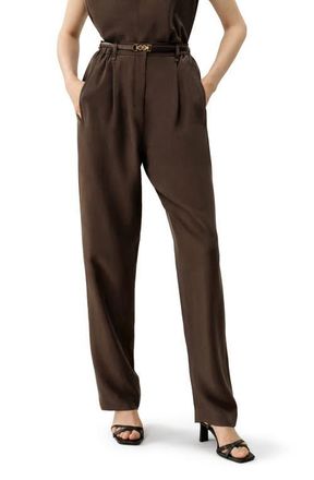 LilySilk Sand-Washed Silk Habotai Barrel Pant in Toffee at Nordstrom, Size 12