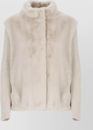 Herno faux fur high collar jacket