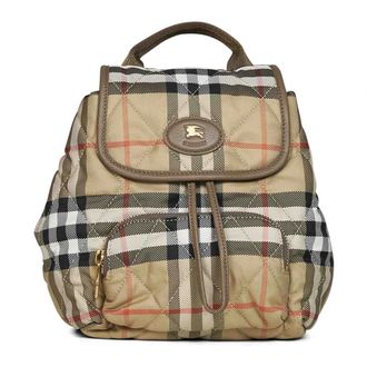 Burberry Horseshoe Check Nylon Backpack - female - Burberry - Backpacks - Beige - ONE SIZE - Bags