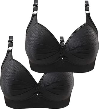 Generic Balcony Bras for Women UK Black Lace Bralette Thin Laceless Comfortable Breathability Underwear Large Size Brater Buckle Female Bra V Neck Vest Bralet