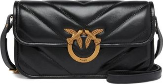 Pinko Love Box Baguette - Dames - Schoudertassen - Zwart - ONE Size - Katoen - Tassen