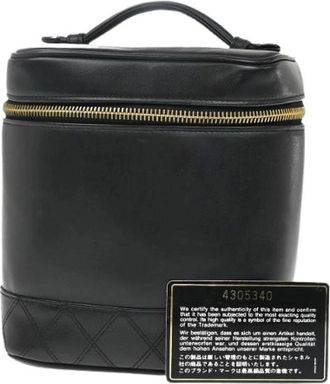 Chanel Pre-owned Handbags, female, Black, Size: ONE SIZE Pre-owned Vintage Cosmetic Case