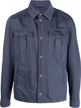 Herno Overhemd met borstzakken - Heren - Casual Overhemden - Blauw - 2XL - Katoen - Overhemden