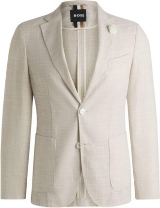 BOSS Slim-fit blazer in micro-patterned fabric