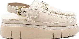 Mou Bounce Clog Back Strap - Dames - Klompen - Beige - 40 EU - Wol - Schoenen