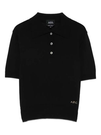 A.P.C. logo-detail polo top - Zwart