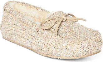 Minnetonka Shimmer Knit Moc Toe Slipper in Sparkle Tan at Nordstrom, Size 11