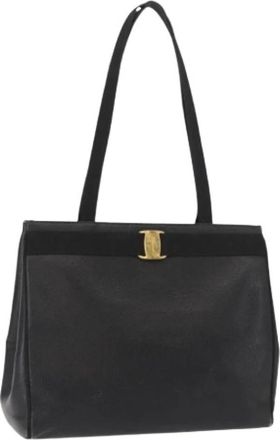 Ferragamo Pre-owned Leren Schoudertas - Dames - Vintage Schoudertas - Zwart - ONE Size - Leer - Vintage
