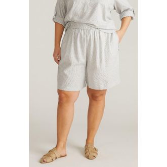 Universal Standard Juniper Pull-On Linen Blend Shorts in Beach Stripe at Nordstrom, Size Xl