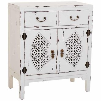 Wanderlust Deco Recibidor de madera con 2 cajones y 2 puertas 66x36x78 blanco