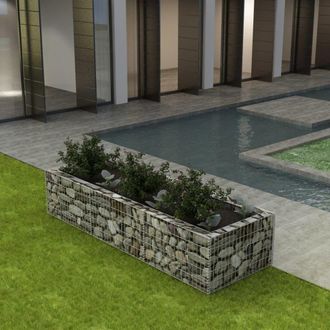 Berkfield Home Gabion Raised Bed Steel 270x90x50 cm in Silver | Size: 270 x 90 x 50 cm
