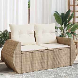 vidaXL Vidaxl - Sof&aacute; De Jard&iacute;n Con Cojines De 2 Plazas Rat&aacute;n Sint&eacute;tico Beige