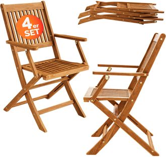 Deuba Sedie Da Giardino Set Di 4 Sydney Pieghevoli In Legno Di Acacia Con Braccioli Certificazione Fsc Patio Sedie Da Pranzo Terrazza Balcone