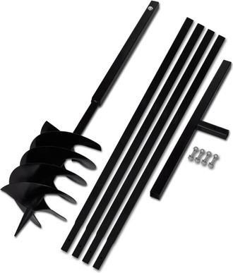 vidaXL Taladro De Tierra Con Mango 200 Mm Con Tubo De Extensi&oacute;n 5 M Acero Vidaxl