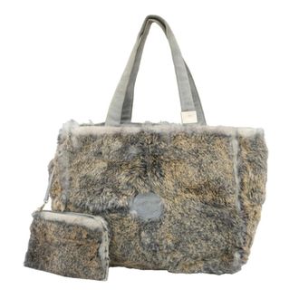 Chanel Brown Light Blue Fur Tote Bag (Pre-Owned)