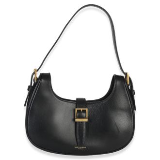 Saint Laurent Smooth Black Calfskin Le Fermoir Hobo