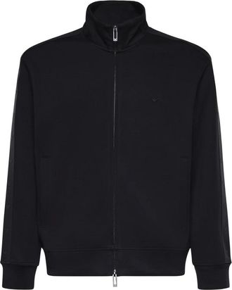 Emporio Armani Stretch Double Jersey Sweatshirt - Heren - Vesten met rits - Blauw - L - Katoen - Hoodies & sweatvesten