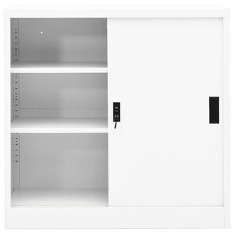 Berkfield Home Office Cabinet with Sliding Door White 90x40x90 cm Steel | Size: 90 x 40 x 90 cm