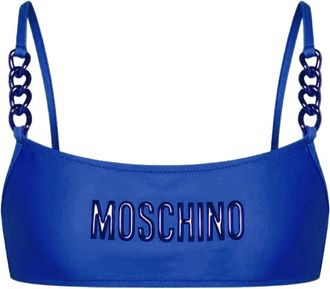 Moschino Blauwe Metalen Ketting Bikini Top - Dames - Bikinis - Blauw - XL - Badmode