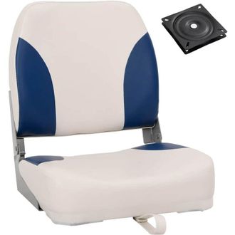 vidaXL Sedile pieghevole per barca 1 set con Cuscino Blu-Bianco vidaXL