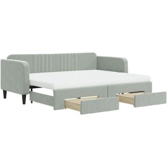 vidaXL Vidaxl - Sof&aacute; Cama Nido Con Cajones Terciopelo Gris Claro 80x200 Cm