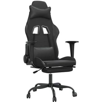 vidaXL Silla Gaming Con Reposapi&eacute;s Cuero Sint&eacute;tico Negro Vidaxl