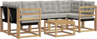 vidaXL Conjunto De Sof&aacute;s De Exterior 7 Uds. Blanco Y Gris Claro Vidaxl