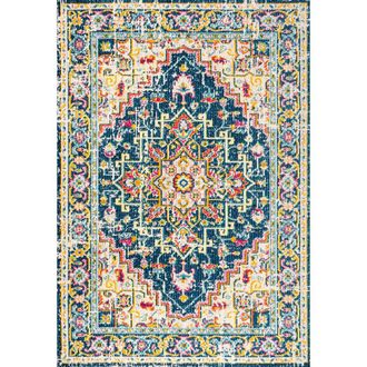 Jonathan Y Designs Brooklyn Geometric Medallion Area Rug in Blue/beige at Nordstrom, Size 3Ft 0In X 5Ft 0In