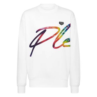 Philipp Plein Hoodies & sweatvesten, unisex, Wit, 2Xl, Katoen, Sweatshirt Signature