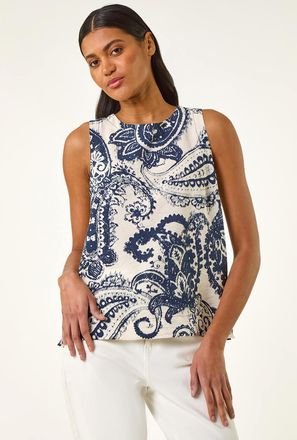 Roman Paisley Print Shell Top