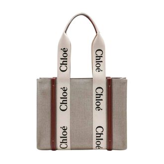 Chlo&eacute; Tote Bags, female, Beige, Size: ONE SIZE Woody Medium Tote Bag