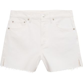 Mango Button Fly Fray Hem Denim Shorts in White at Nordstrom Rack, Size 0