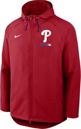 Nike Philadelphia Phillies Authentic Collection Nike Mens Therma-FIT MLB Full-Zip Hooded Jacket in Red | 04HC161NPP-FHP