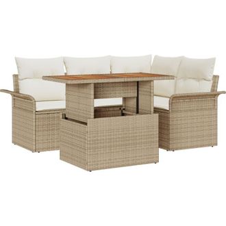 vidaXL Garden Sofa Set 5 pcs Beige and cream 100 x 55 x 73 cm vidaXL