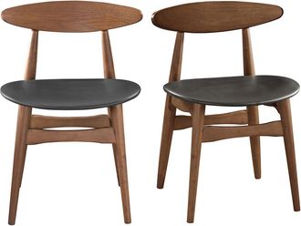 Miliboo Silla Madera Oscura Y Pu Negro Escandinavo Japon&eacute;s (lote De 2) Walford