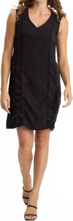 Xcvi Karima Twill Corded Cinch Tank Dress In Black
