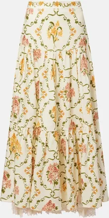 Agua Bendita Anis Cordillera floral cotton maxi skirt