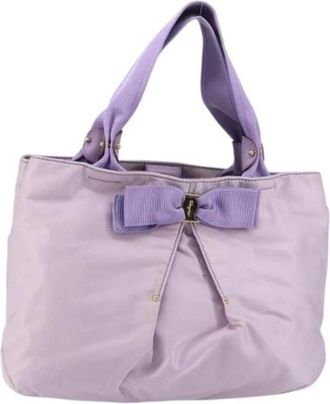Ferragamo Pre-owned Handbags, female, Purple, Size: ONE SIZE Pre-owned Nylon Handbag