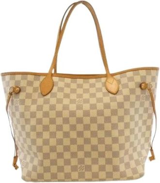 Louis Vuitton Pre-owned Tote Bags, female, Beige, Size: ONE SIZE Pre-owned Neverfull Damier Azur Tote Bag