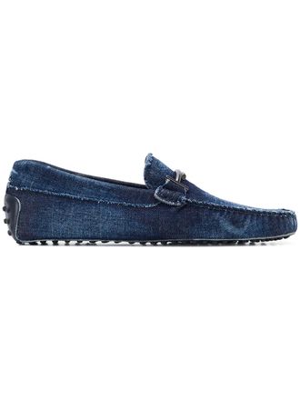 Tod's Mocassini in denim Double T - Blu