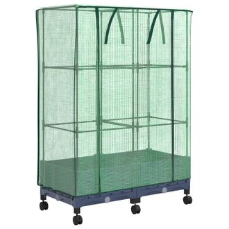 vidaXL Maceta De Jard&iacute;n Con Cubierta De Invernadero Y Ruedas 2 Uds. Pp Vidaxl