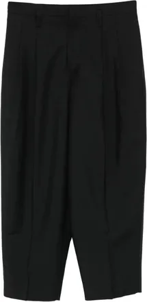 Jil Sander Broeken, Heren, Zwart, M, Wol, Gekreukte Cropped Broek