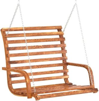 vidaXL Vidaxl - Swing Bench Solid Bent Wood with Teak Finish 126x63x92 cm