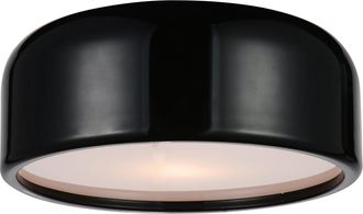 CWI Lighting Campton 2 Light Drum Shade Flush Mount With Black Finish