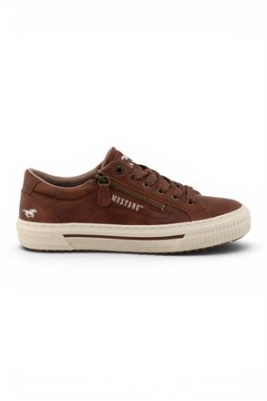 Mustang Womens Tan Faux Leather Trainer Sneaker Casual Shoes - M0112011