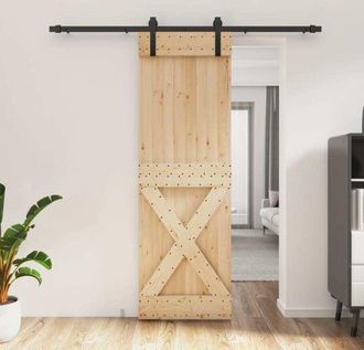 vidaXL Vidaxl - Puerta Corredera Con Herrajes Madera Maciza De Pino 70x210 Cm